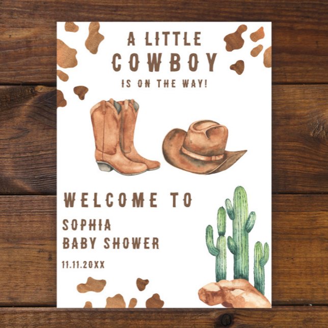Kleiner Cowboy auf dem Weg Begrüßungsbaby-Dusche Poster (Von Creator hochgeladen)