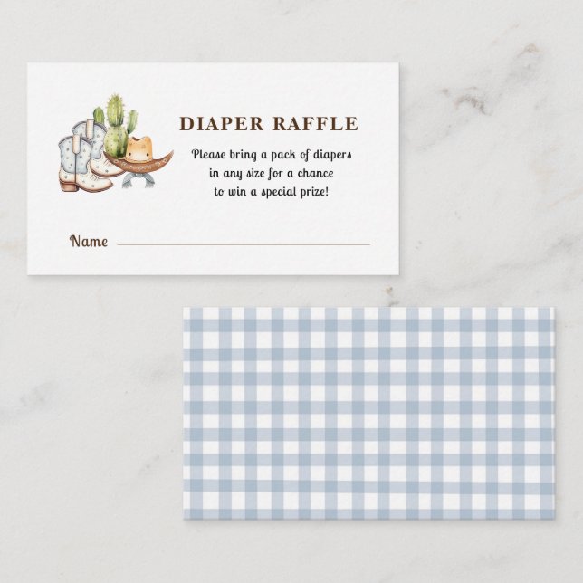Kleiner Cowboy auf dem Weg Diaper Raffle Begleitkarte (Vorne/Hinten)