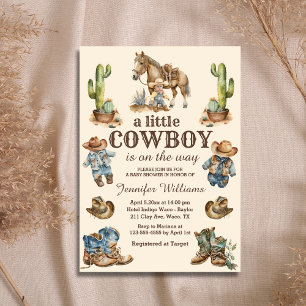 kleiner Cowboy auf dem Weg Western-Baby-Party Einladung