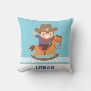 Kleiner Cowboy auf Rocking Horse Boys Room Kissen