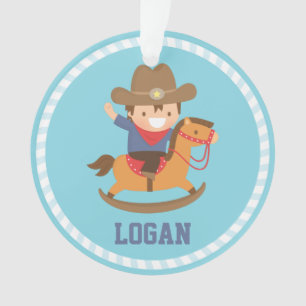 Kleiner Cowboy auf Schaukelpferd Jungenzimmer Ornament