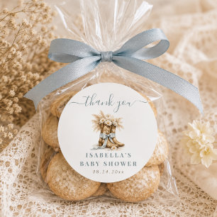 Kleiner Cowboy Baby Boy Shower Western Danke Runder Aufkleber
