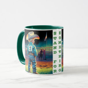 Kleiner Cowboy bei Rodeo Fence American Flag Pferd Tasse
