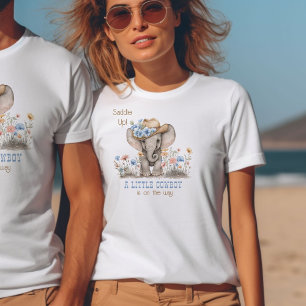 Kleiner Cowboy Boho Elefant Baby Ankündigung T-Shirt