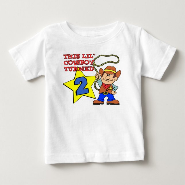Kleiner Cowboy drehte zwei Baby T-shirt (Vorderseite)