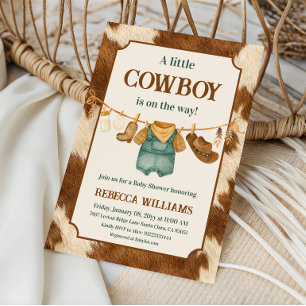 Kleiner Cowboy Kuh Western Wäscheleine Babyparty Einladung