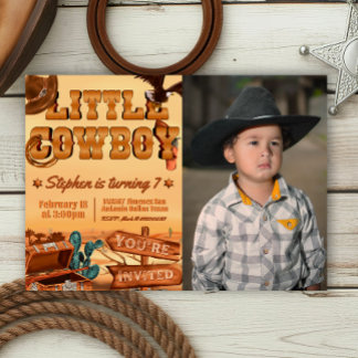 Kleiner Cowboy mit Foto Einladung