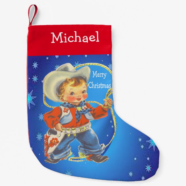 Kleiner Cowboy mit Hoffnung Frohe Weihnachten Kleiner Weihnachtsstrumpf (Vorderseite)