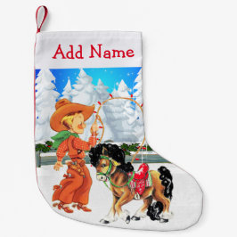 Kleiner Cowboy mit Pferdewinterszene Kleiner Weihnachtsstrumpf
