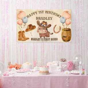 Kleiner Cowboy-Pferd erste Runde Geburtstag Banner