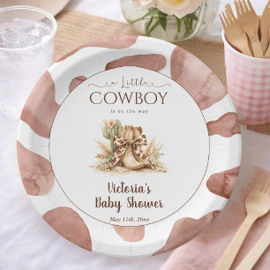 Kleiner Cowboy Texas Kuh-Druck Jungen-Baby-Party Pappteller