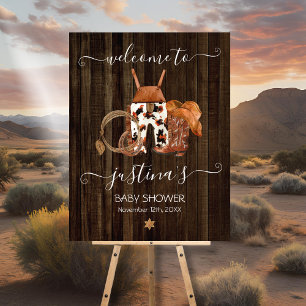 Kleiner Cowboy Western Babydusche Begrüßungszeiche Poster