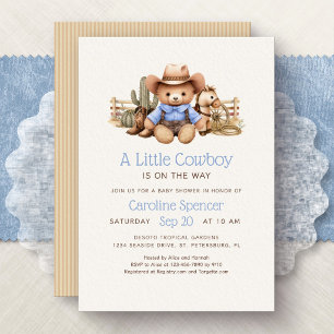Kleiner Cowboy Western Blau Baby Shower Einladung