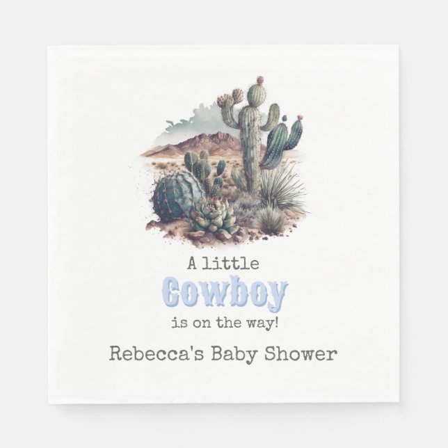 Kleiner Cowboy Western Blue Boy Baby Duschdekor Serviette (Vorderseite)
