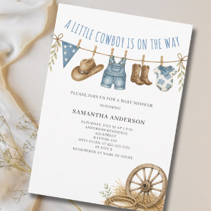 Kleiner Cowboy Western Wäscheleine Baby-Party Einladung