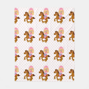 Kleiner Cowgirl-Rosa-Tupfen Fleecedecke