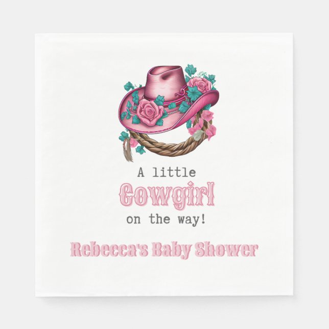 Kleiner Cowgirl Western Pink Hat Floral Baby Dusch Serviette (Vorderseite)