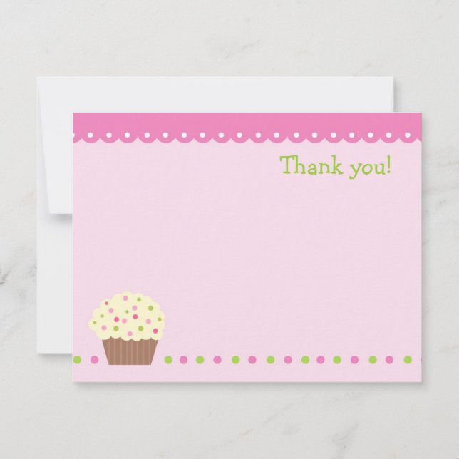 Kleiner Cupcake Blank Danke Notizzettel Mädchen Einladung (Vorderseite)