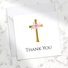 Kleiner Dank, dass Sie Pink Floral Gold Cross Beer Mitteilungskarte