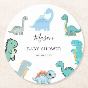 Kleiner Dinosaurier Süße Babyparty Runder Pappuntersetzer