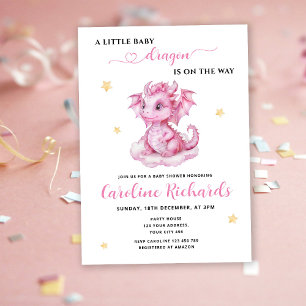 Kleiner Drache auf dem Weg Baby Shower Einladung