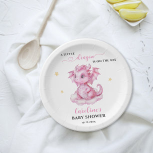 Kleiner Drache ist auf dem Weg Baby Shower Pappteller