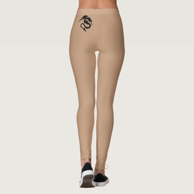 Kleiner Drachentattoo im Hintergrund der Hautfarbe Leggings (Rückseite)