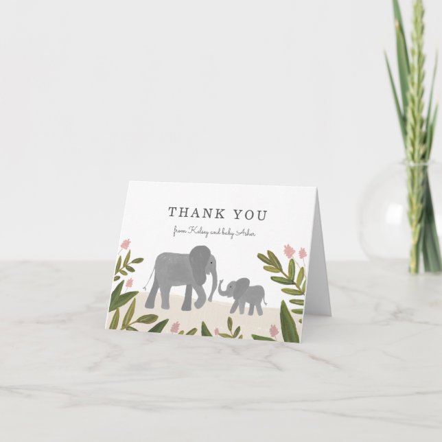 Kleiner Elefant danken Ihnen zu merken Dankeskarte (Vorderseite)