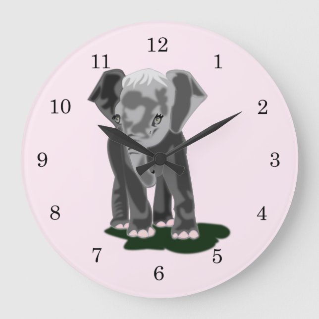 Kleiner Elefant Große Wanduhr (Vorderseite)