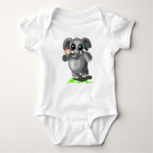 Kleiner Elefant mit Blume Baby Bodysuit