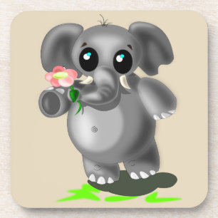 Kleiner Elefant mit Blume Untersetzer - Ihre Farbe