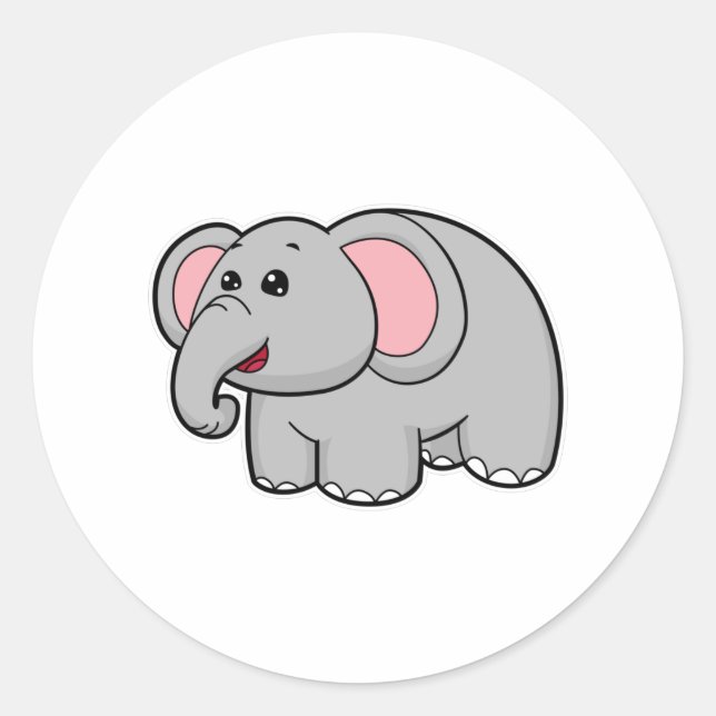 Kleiner Elefant Runder Aufkleber (Vorderseite)