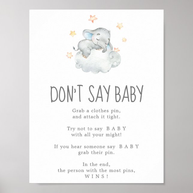 Kleiner Elefantenjunge schlafen kein Baby-Spiel Poster (Vorne)