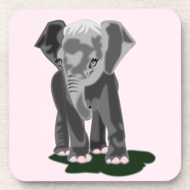 Kleiner Elephant-Untersetzer _ Ihre Farbe - Text Getränkeuntersetzer (Vorderseite)