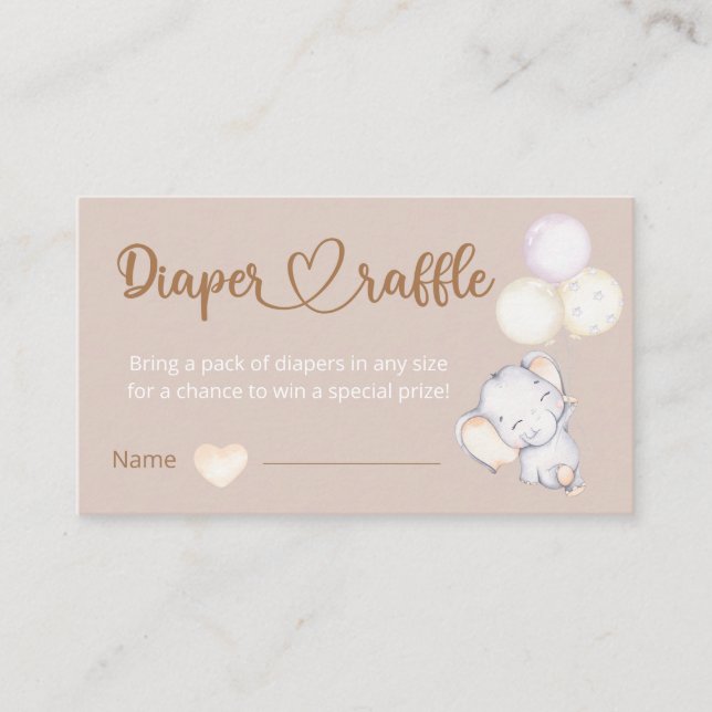 Kleiner Elephant Watercolor-Windelknipel Begleitkarte (Vorderseite)