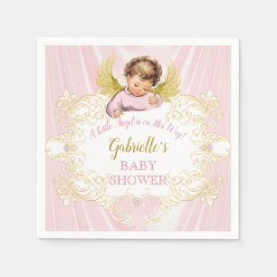 Kleiner Engel auf dem Weg Rosa Gold Mädchen Flügel Serviette