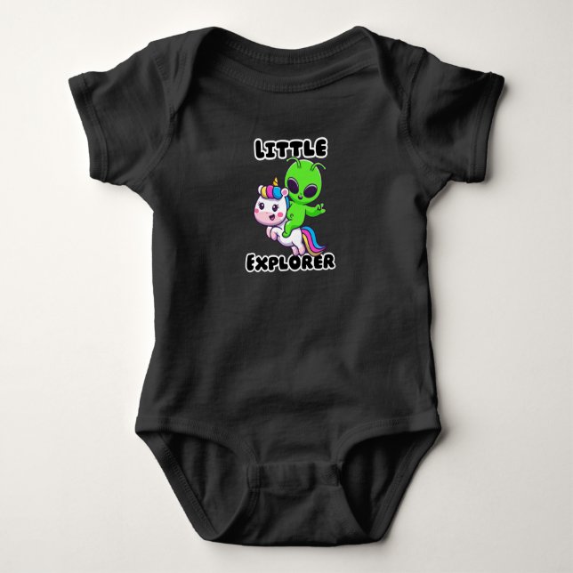 "Kleiner Entdecker" Außerirdisches Einhorn Baby Strampler (Vorderseite)