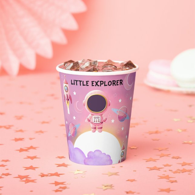 Kleiner Explorer Moderne Lila Babydusche Pappbecher (Insitu)