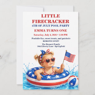 Kleiner Feuerwerk 1. Geburtstag Patriotisch Einladung