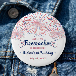 Kleiner Feuerwerkskörper 4. Juli 1. Geburtstagsfei Button
