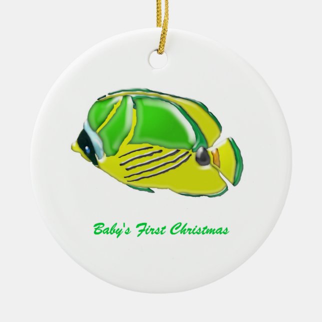 Kleiner Fisch, Baby's First Christmas Keramikornament (Vorne)
