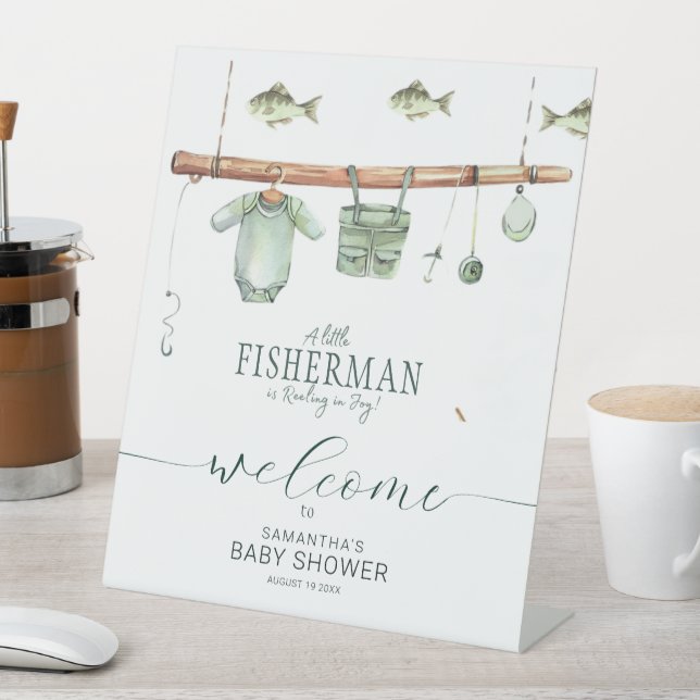 Kleiner Fisherman lebt in Joy Baby Dusche Sockelschild (In Situ)