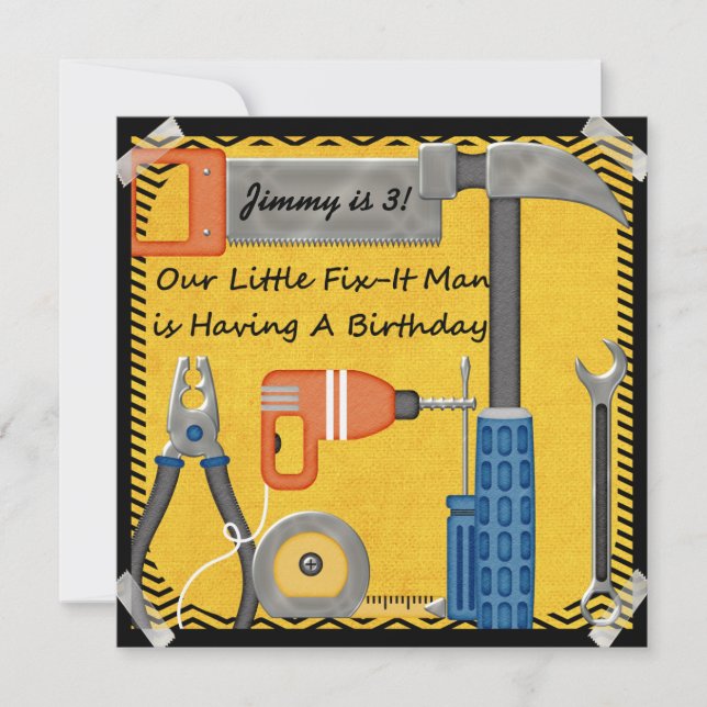 Kleiner Fix-it Man Custom Birthday Einladungen (Vorderseite)