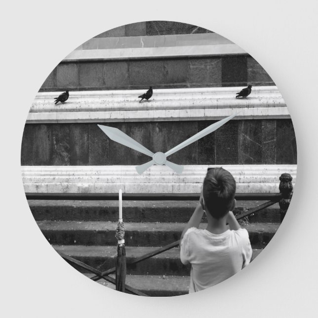 Kleiner Fotograf Große Wanduhr (Vorderseite)