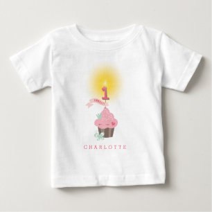 Kleiner Fräulein Pink Cupcake Mädchen 1. Geburtsta Baby T-shirt