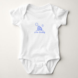"Kleiner Freund" mit blauem Traktor und Sonne Baby Strampler