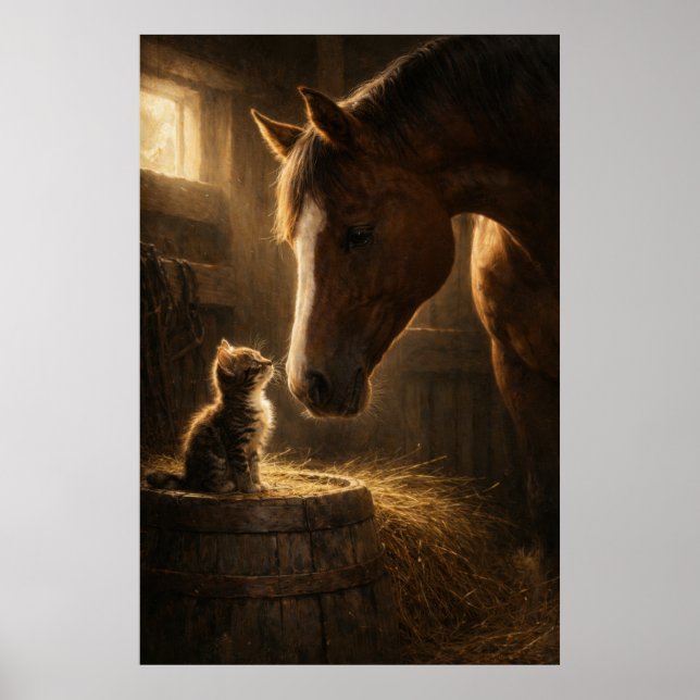 Kleiner Freund | Pferd & Kätzchen | Poster (Vorne)
