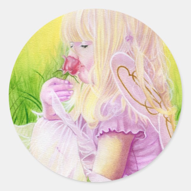 Kleiner Frühlingskleber mit Rose Runder Aufkleber (Vorderseite)