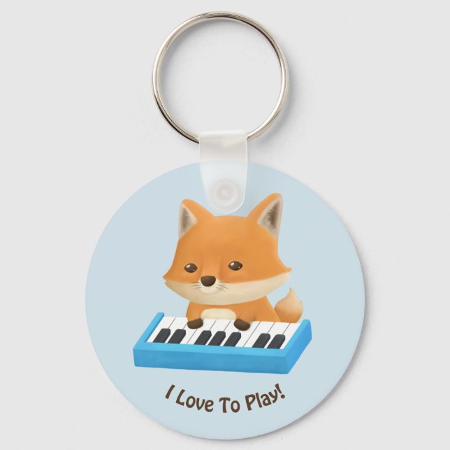 Kleiner Fuchs auf dem Piano Kids Schlüsselanhänger (Vorderseite)