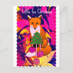 Kleiner Fuchs Weihnachtsretro fuchsia Postkarte